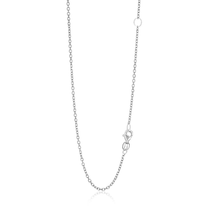 14k Solid White Gold Adjustable Cable Chain Necklace 1.5mm