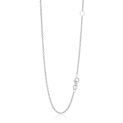 14k Solid White Gold Adjustable Cable Chain Necklace 1.5mm