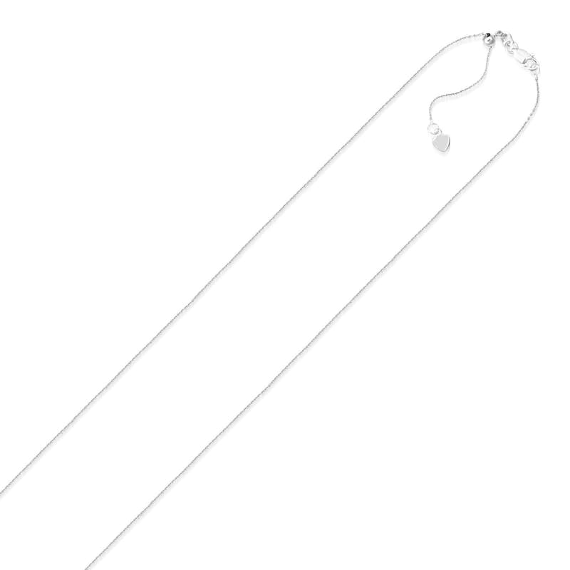 Solid 10k White Gold Adjustable Cable Chain Necklace 0.9mm