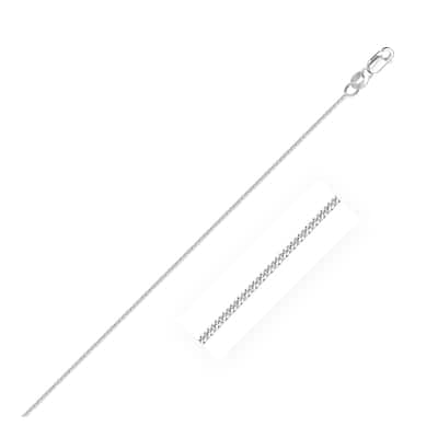 14k Solid White Gold Gourmette Chain Necklace 1.0mm