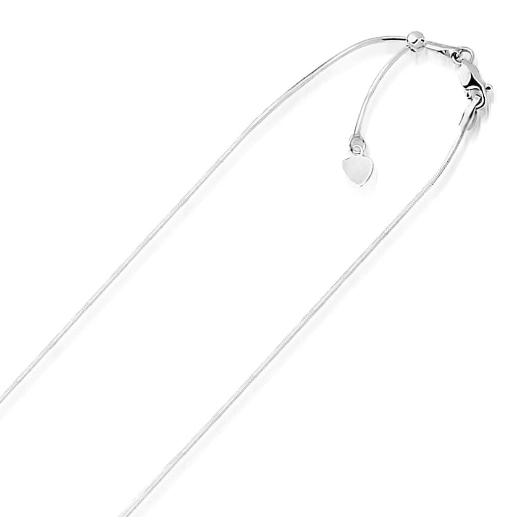 14k White Gold Adjustable Snake Chain Necklace 0.85mm