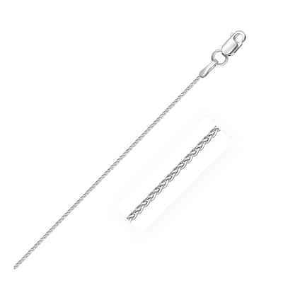14k Solid White Gold Round Wheat Chain Necklace 1.0mm