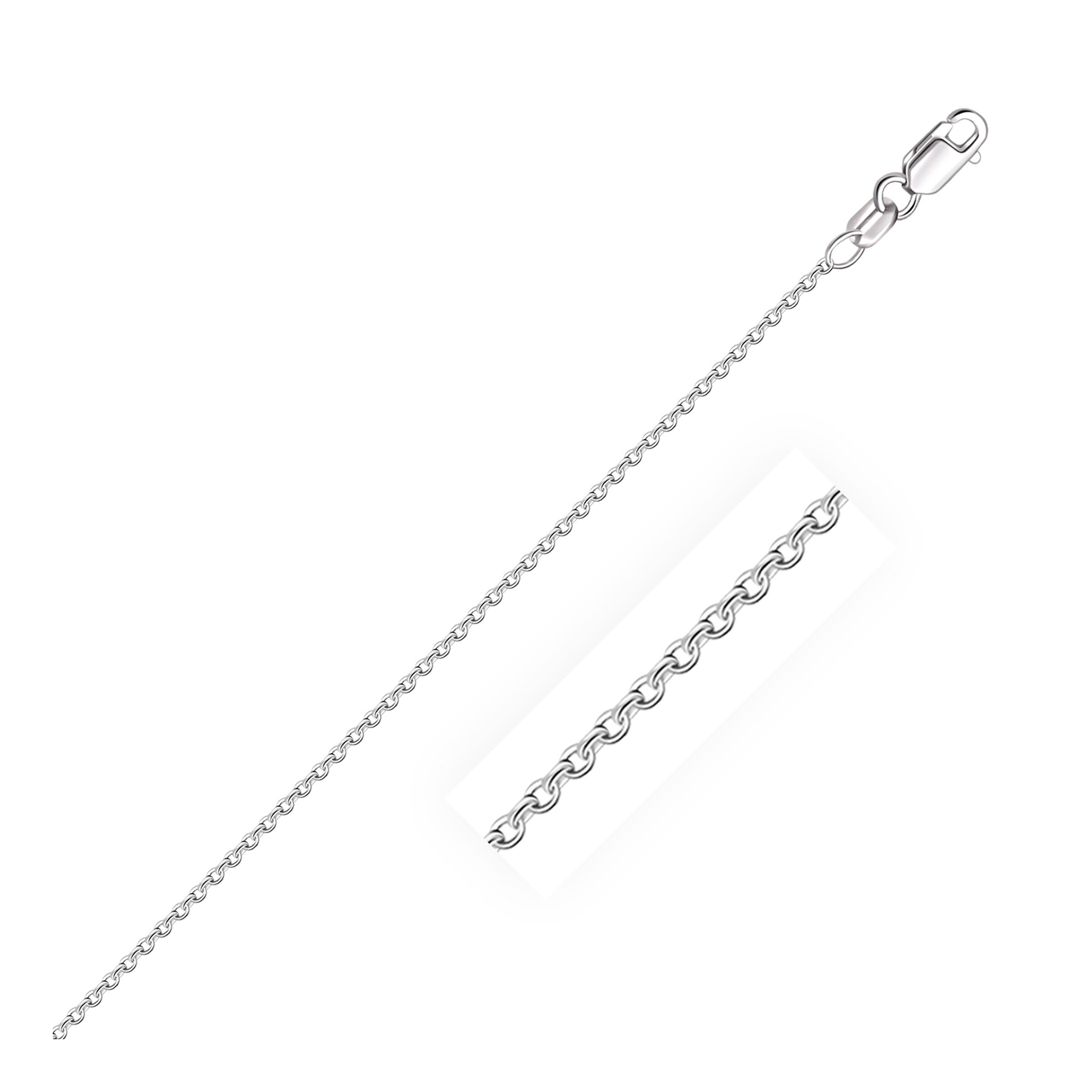 1.15mm 18k White Gold Diamond Cut Cable Chain Necklace