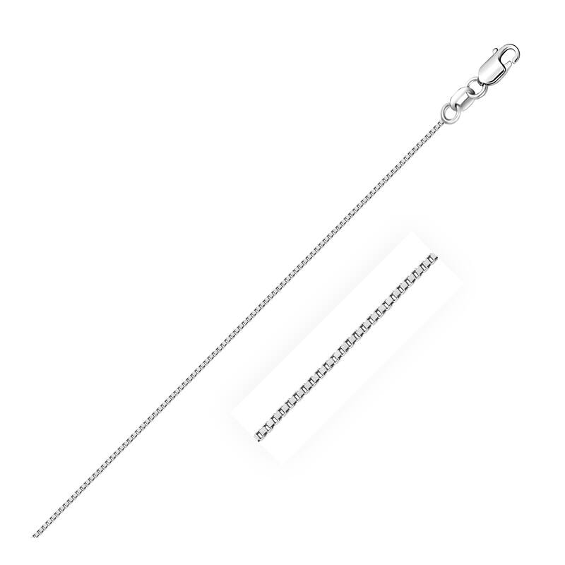 Elegant 18k Solid White Gold Box Chain Necklace 0.6mm