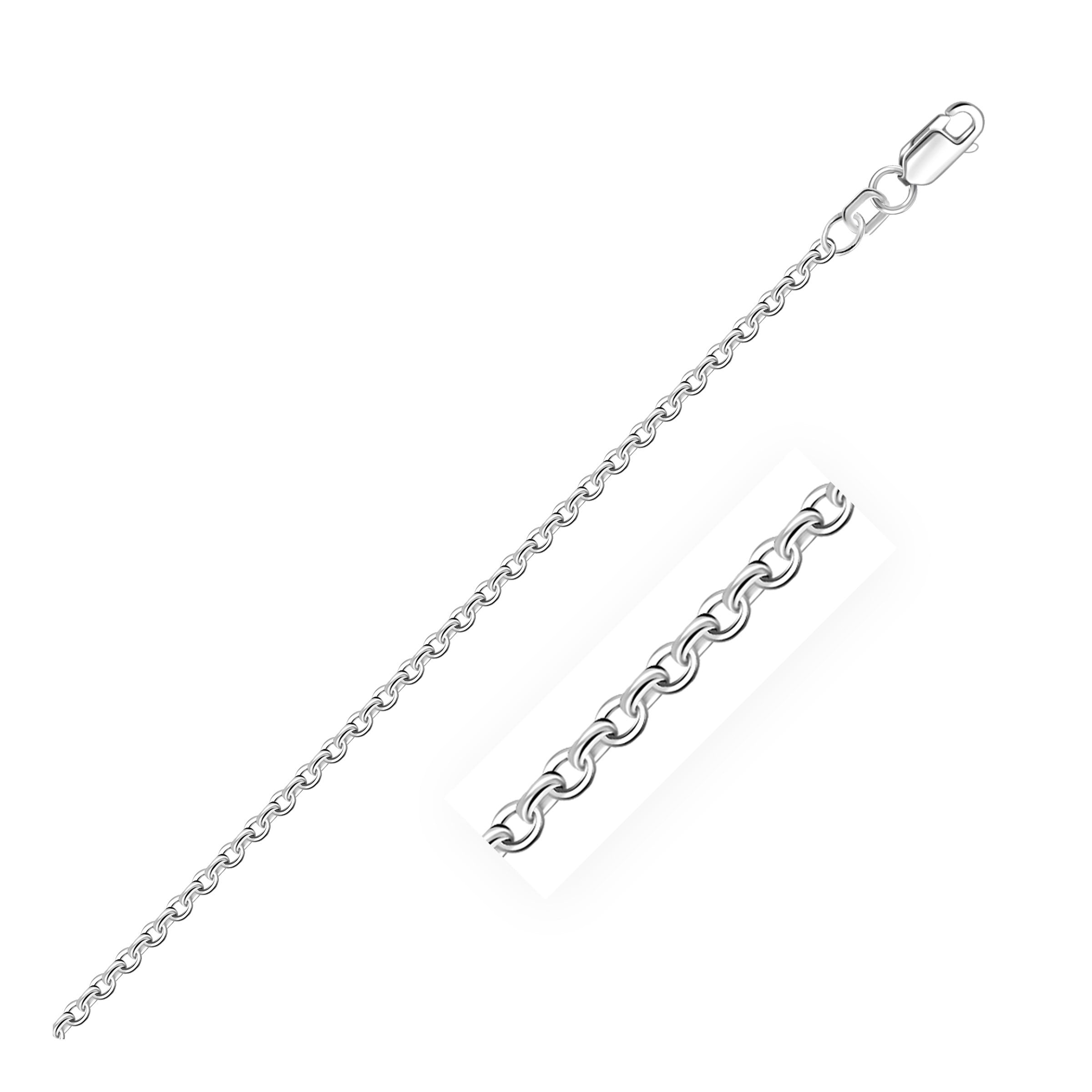 14K Solid White Gold Gourmette Chain Necklace 1.5mm Thick 20 Inches