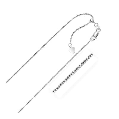 10k White Gold Adjustable Wheat Chain 1.0mm