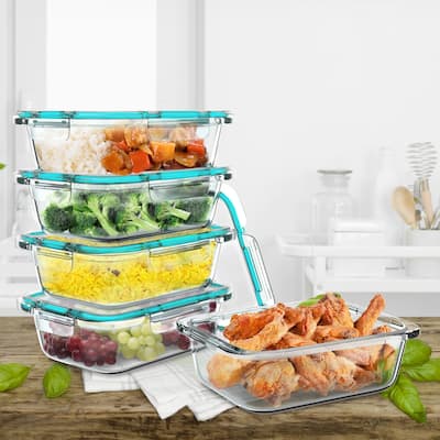 Classic Cuisine 1-Compartment Meal Prep Glassware With Snap Shut Lids Food Storage Containers (Set of 5) - Set of 5