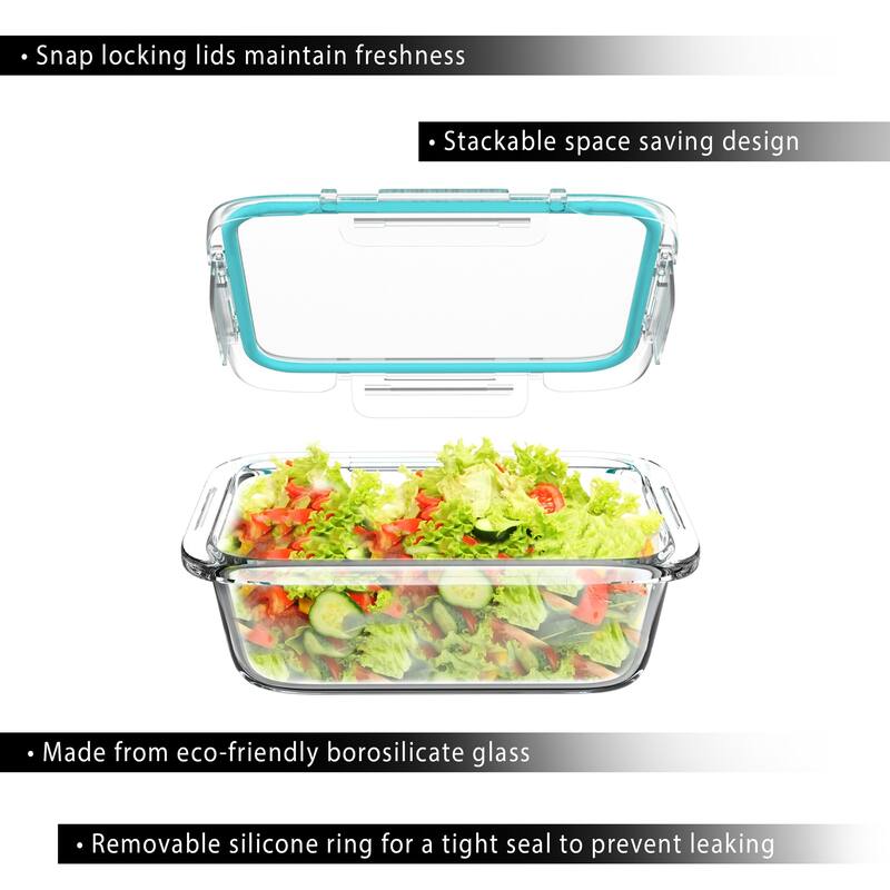 Classic Cuisine 1-Compartment Meal Prep Glassware With Snap Shut Lids Food Storage Containers (Set of 5) - Set of 5
