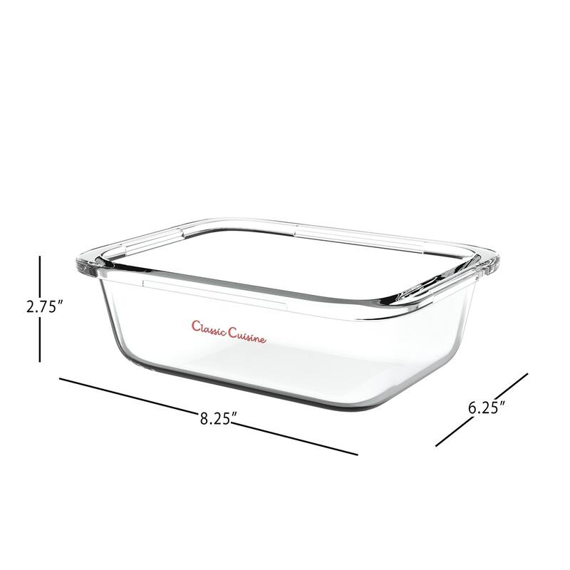 Classic Cuisine 1-Compartment Meal Prep Glassware With Snap Shut Lids Food Storage Containers (Set of 5) - Set of 5