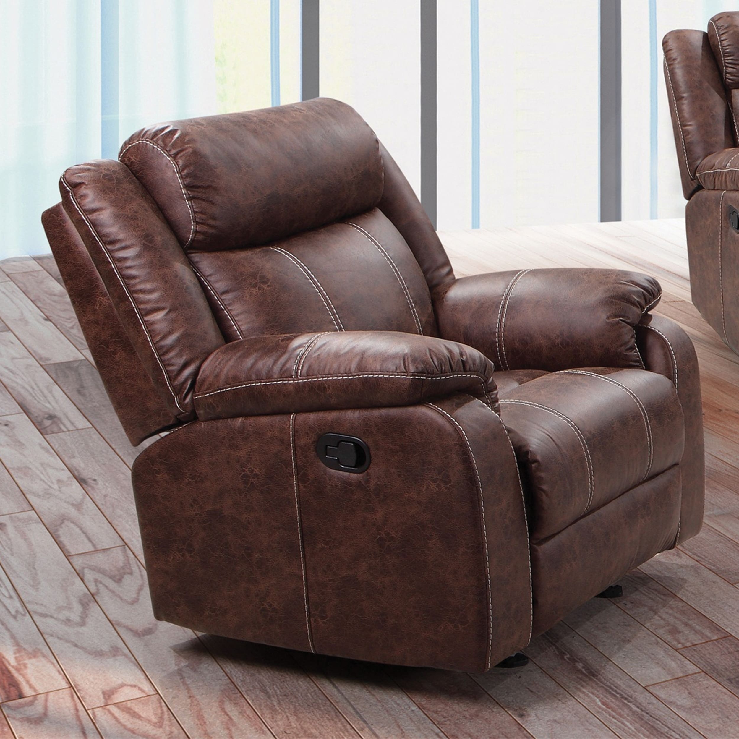 Hanover Traditional Leather Recliner With Nailhead Trim - Club Furniture