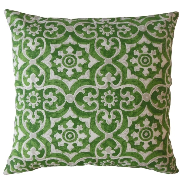 green damask pillow