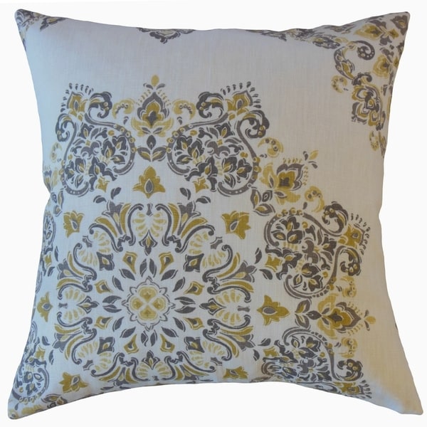 Ohtli Damask Throw Pillow Turmeric