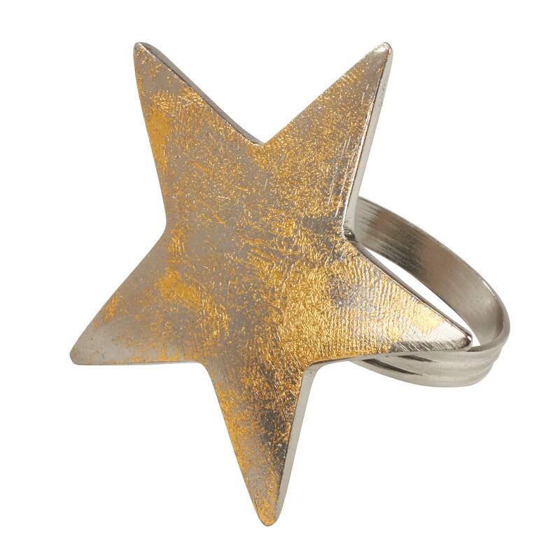 Textured Gold Star Dinner Napkin Rings (Set of 4)