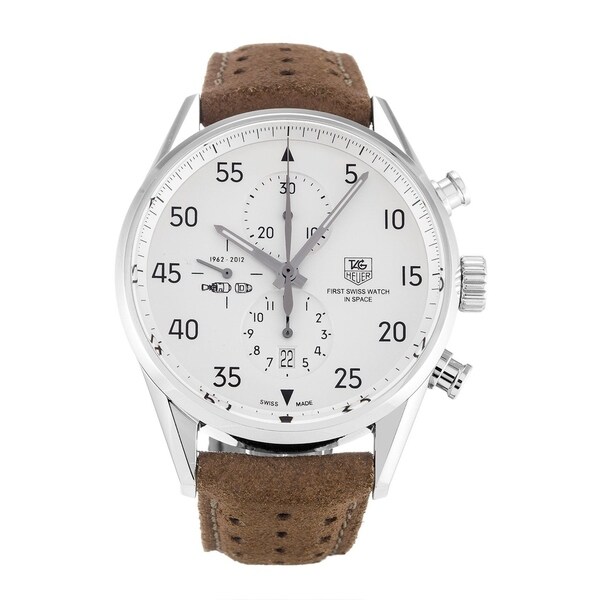 Tag Heuer Men's CAR2015.FC6321 Chronograph Brown Leather Watch. Opens flyout.
