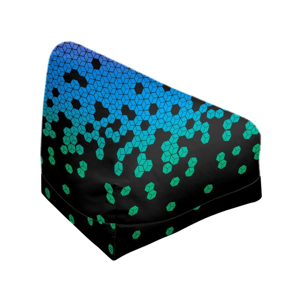 Katelyn Elizabeth Peacock Ombre Tumbling Cube Pattern Bean Bag