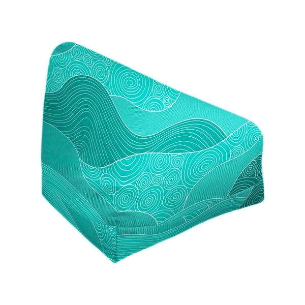Katelyn Elizabeth Teal Hand Drawn Waves Bean Bag w/Filled Insert