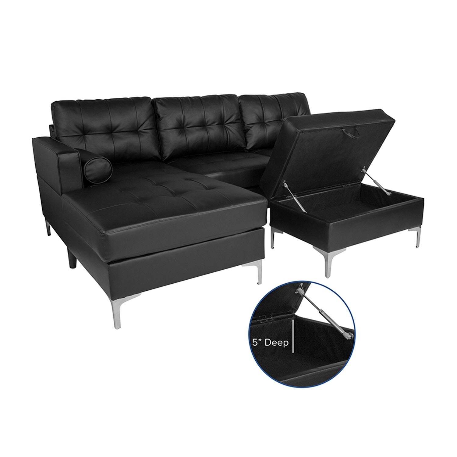 Shop Offex Upholstered Tufted Back L Shaped Sectional With Left