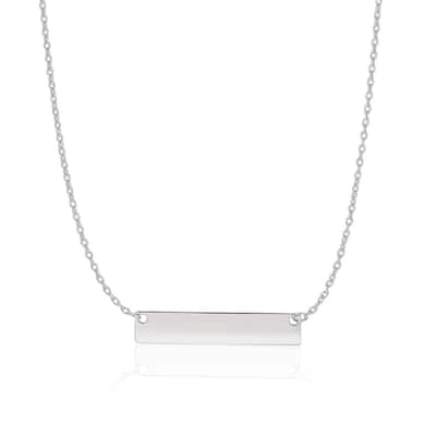 14k White Gold Smooth Flat Horizontal Bar Style Necklace