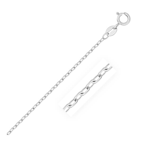 14K White Gold 1.3mm Solid Faceted-Cut Cable Chain Necklace 14K White Gold 1.3mm Solid Faceted-Cut Cable Chain Necklace