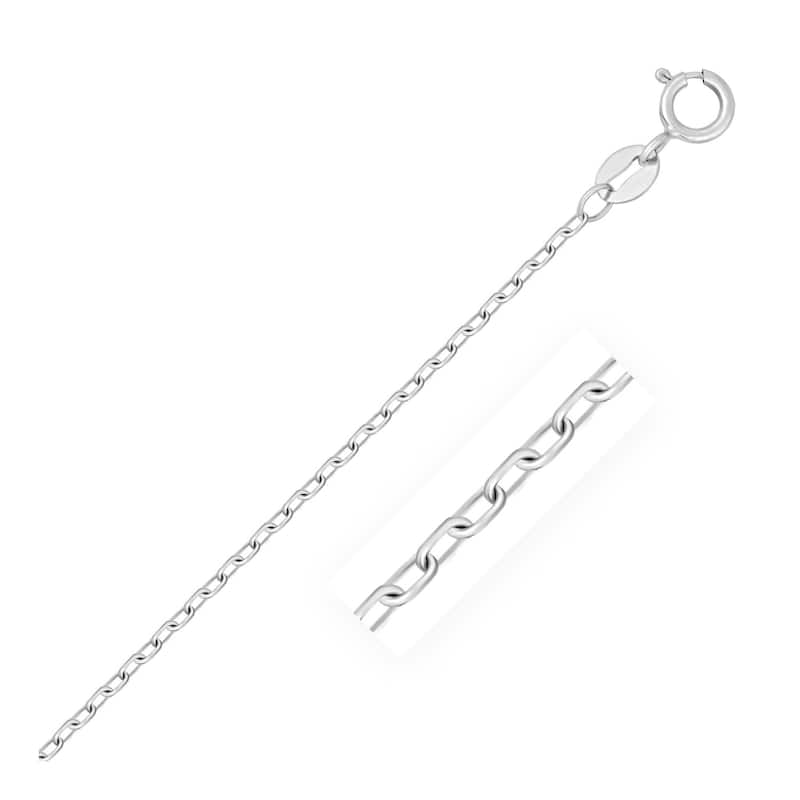 14k White Gold Faceted Cable Link Chain 1.3mm