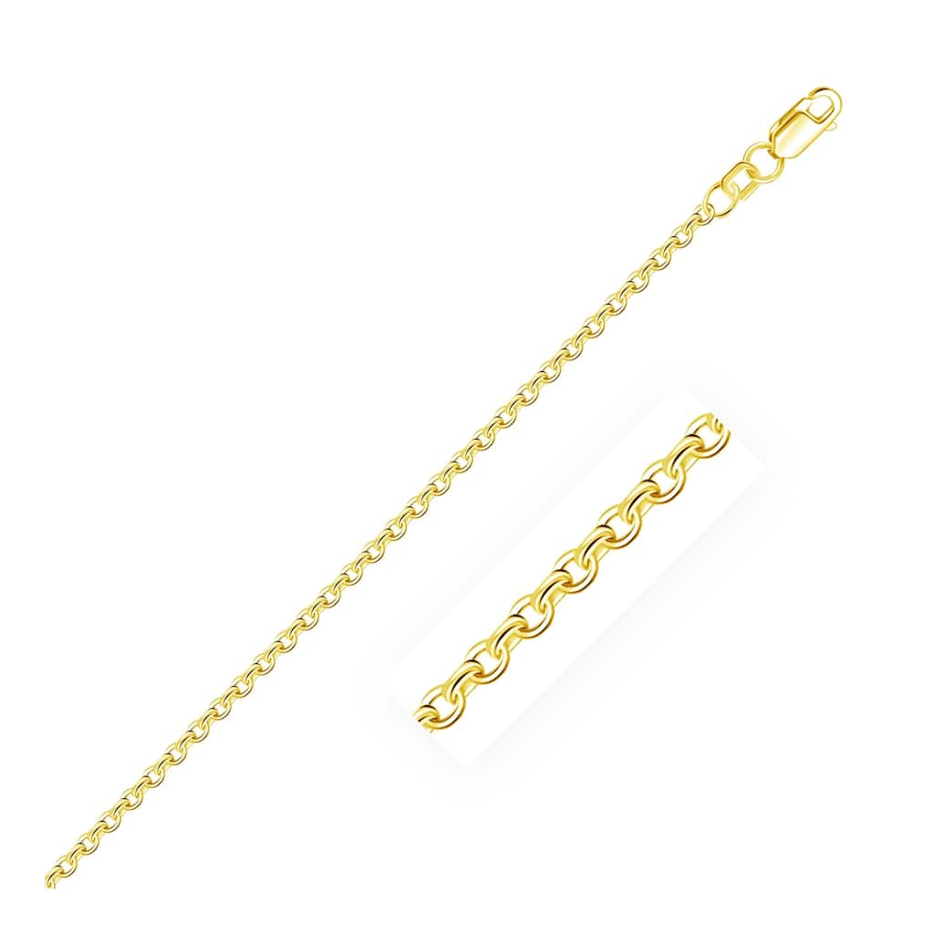 2.3mm 14k Solid Yellow Gold Rolo Chain Necklace