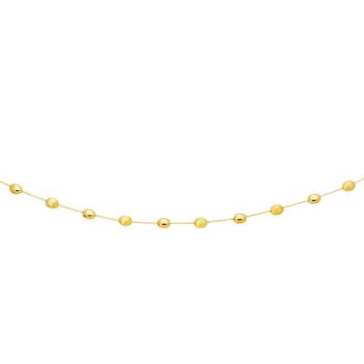 14k Yellow Gold Necklace with Polished and Textured Pebble Stations