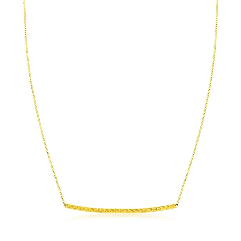 14k Yellow Gold Thin Textured Bar Necklace