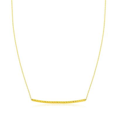14k Yellow Gold Thin Textured Bar Necklace