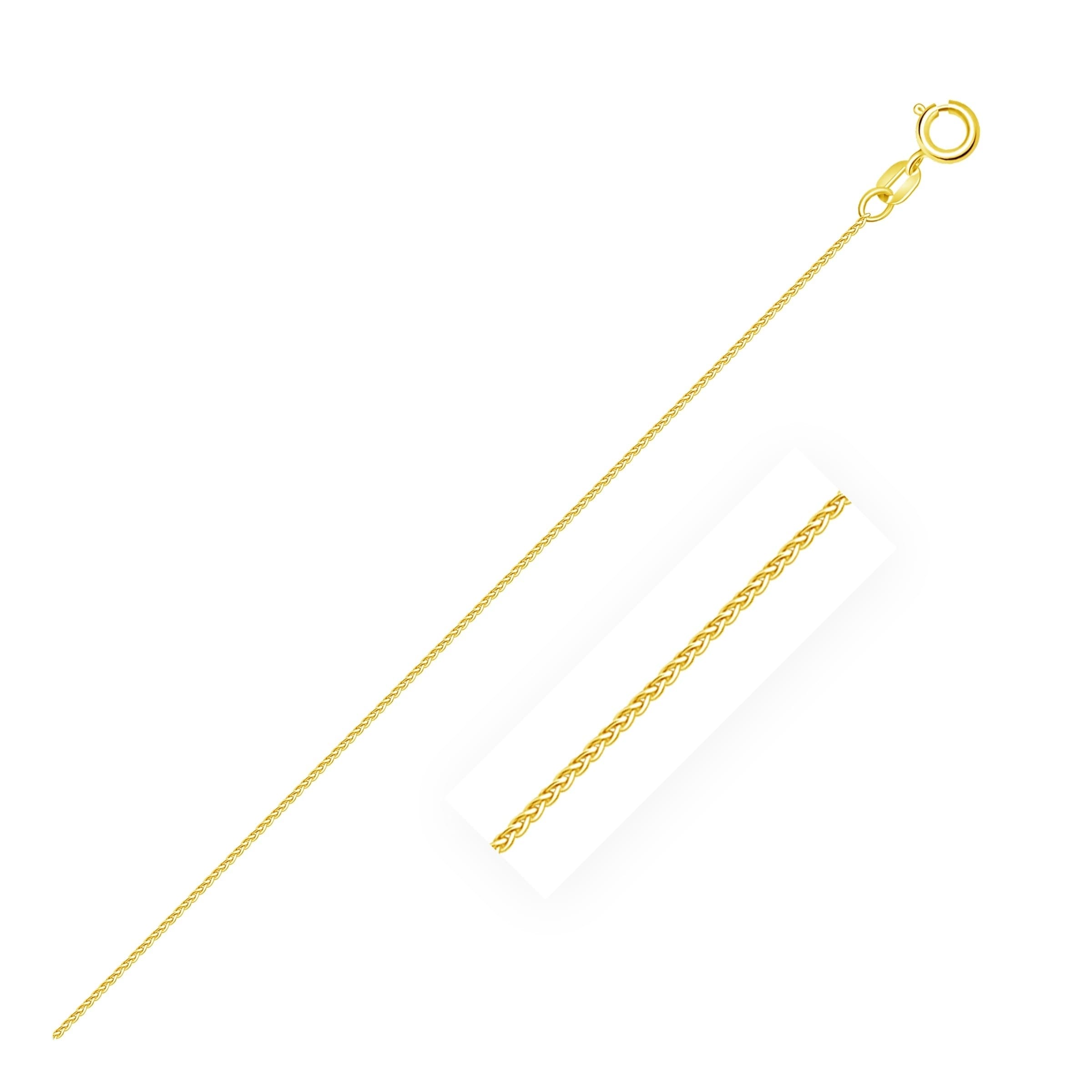 14k Yellow Gold Diamond Cut Round Wheat Necklace Pendant Chain 18/" 1.0mm