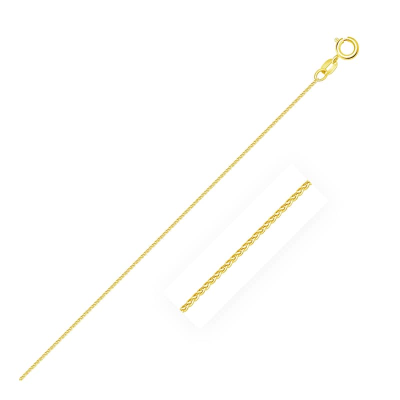 14k Yellow Gold Diamond Cut Round Wheat Chain Necklace 0.6mm