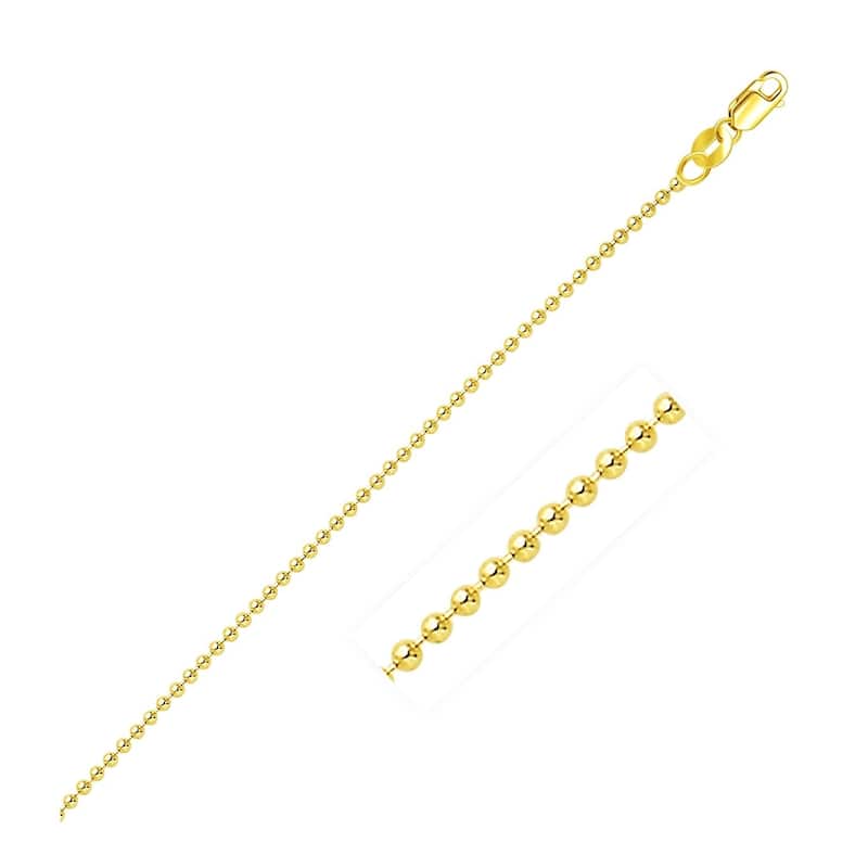 14k Solid Yellow Gold Bead Chain 1.5mm