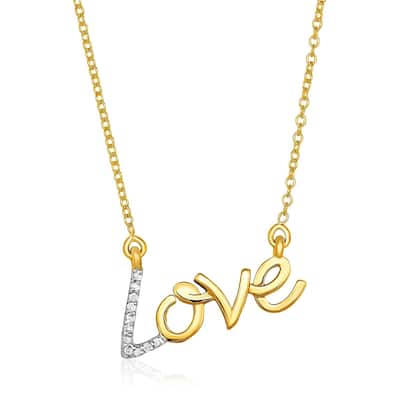 14k Yellow Gold 18 inch Necklace with Gold and Diamond Love Symbol