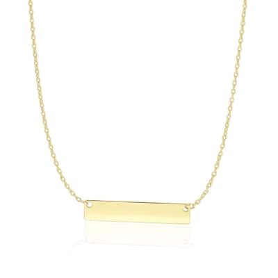 14k Yellow Gold Smooth Flat Horizontal Bar Style Necklace