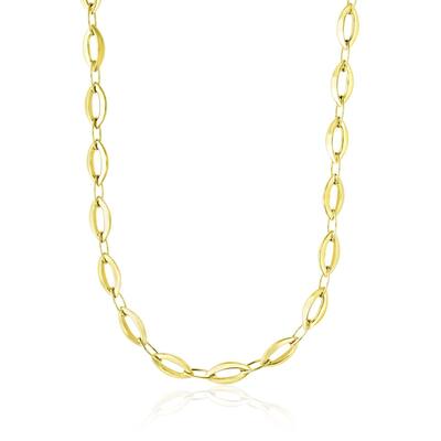 14k Yellow Gold Cable Marquis and Oval Link Design Necklace