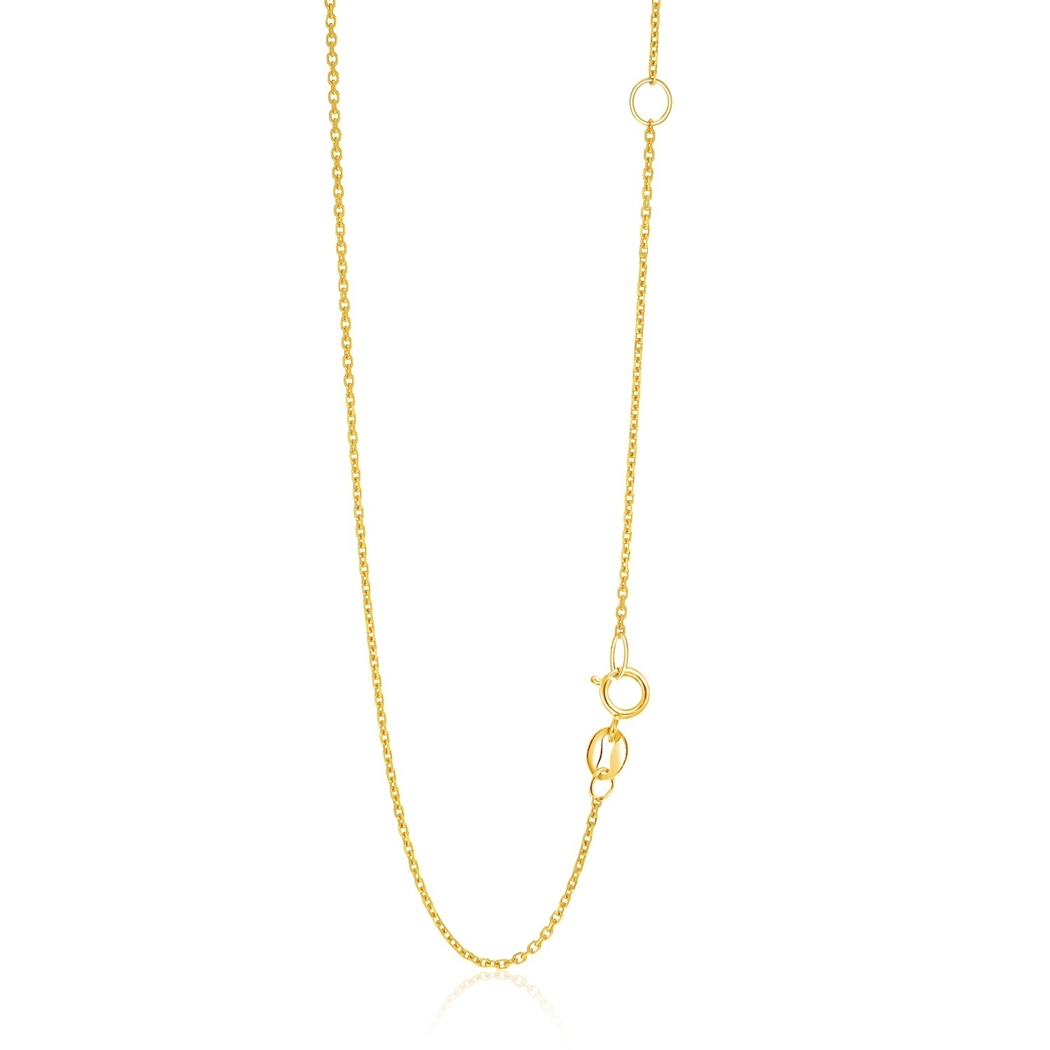 Adjustable Solid Cable Chain Necklace - 14K Gold Plated Sterling Silver, Up To 22 Inches