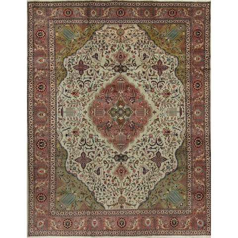Vintage Tabriz Floral Hand Made Wool Persian Area Rug - 12'7" x 9'11"