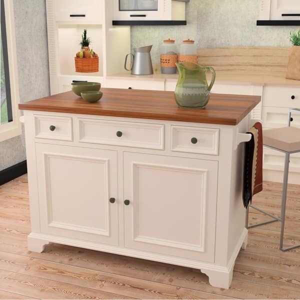 Shop 222 Fifth Hamilton White Kitchen Island With Drop Leaf On