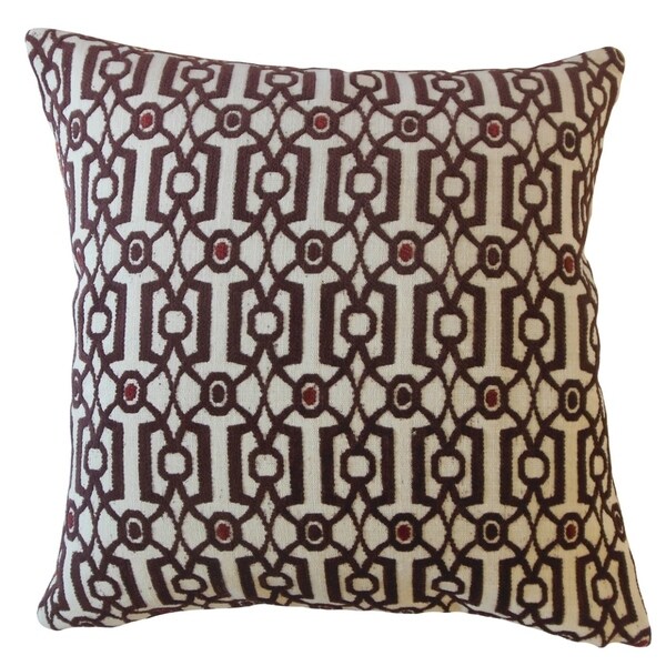 Saadet Crewel Throw Pillow Garnet