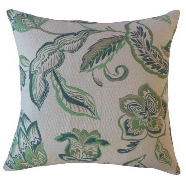 Landers Floral Throw Pillow Emerald