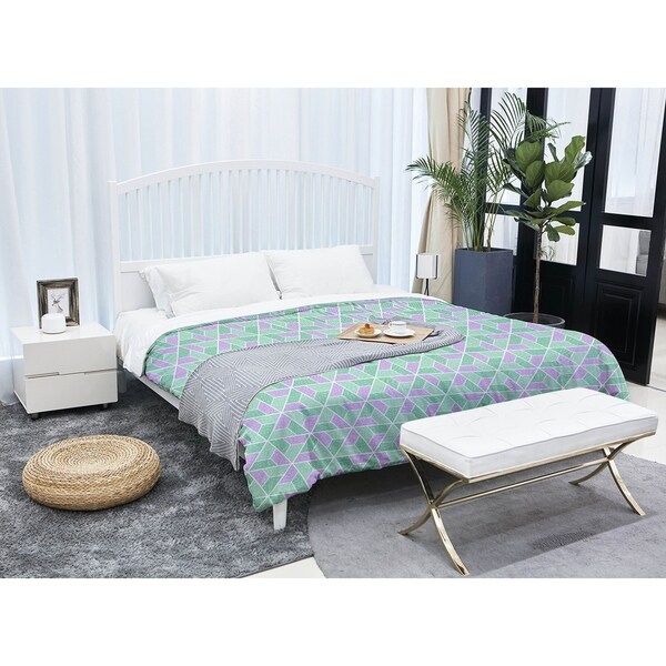 Shop Katelyn Elizabeth Green Purple Trapezoids Comforter Free