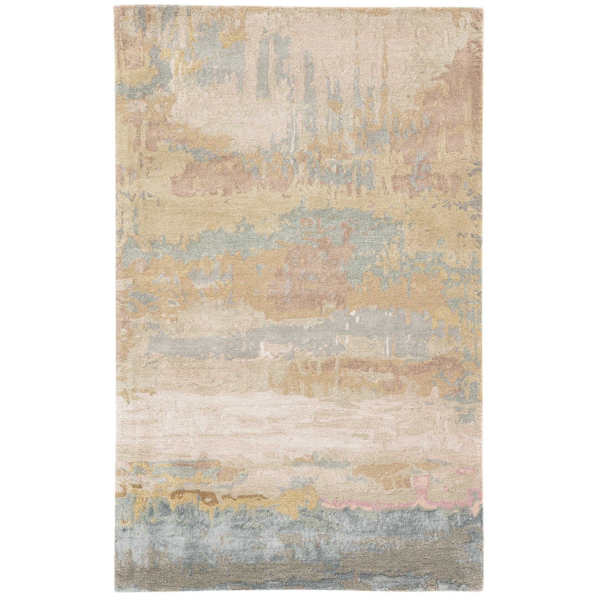 Ilsted Handmade Abstract Gold Light Blue Area Rug 12 X 15
