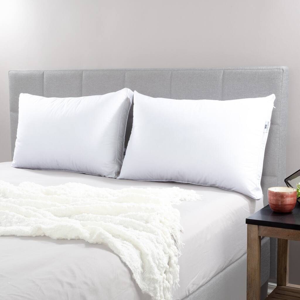 Luxury Pillows- Adjustable Loft Memory Foam and Soft Plush Down Alternative by Lavish Home (Set of 2) - White/Gray