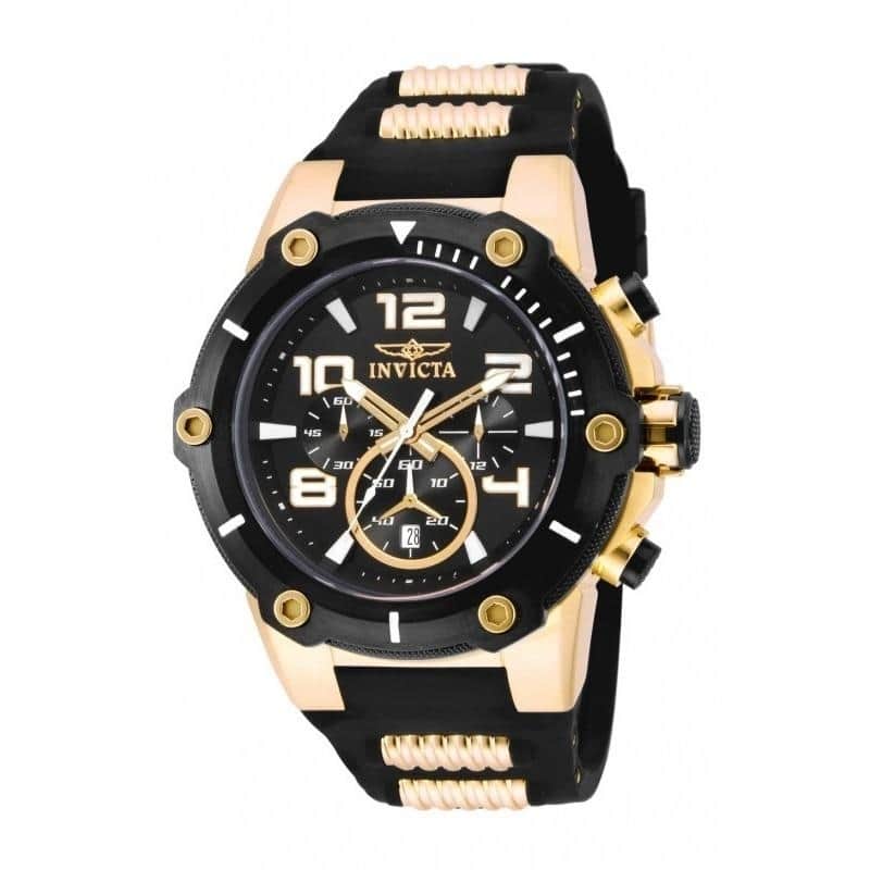 Invicta Men's 17200 'Speedway' Black and Gold-Tone Polyurethane and Stainless Steel Watch