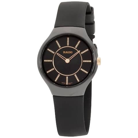 Rado Women's R27742709 'True Thinline' Black Silicone Watch