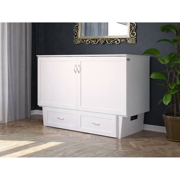 Shop Monroe Murphy Bed Chest Queen White With Charging Station