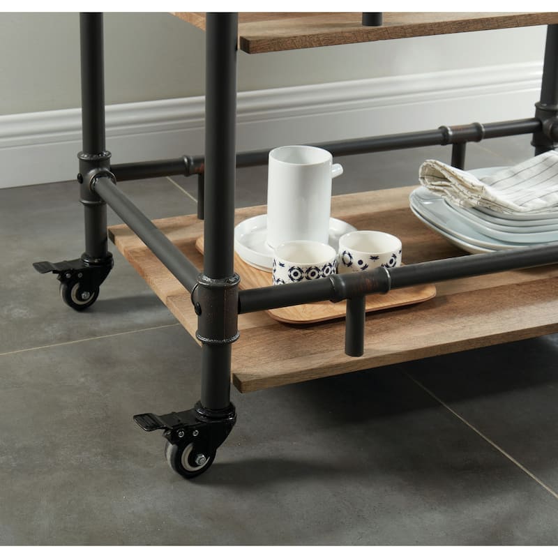 Rath Industrial Black Metal 3-Shelf Mobile Serving Cart by Furniture of America
