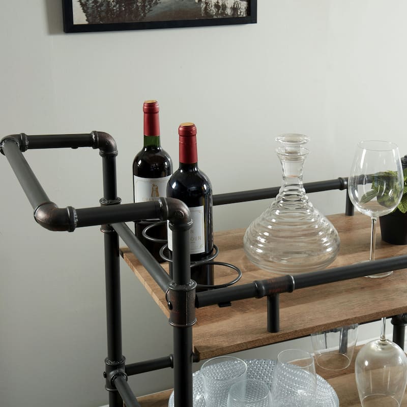 Rath Industrial Black Metal 3-Shelf Mobile Serving Cart by Furniture of America