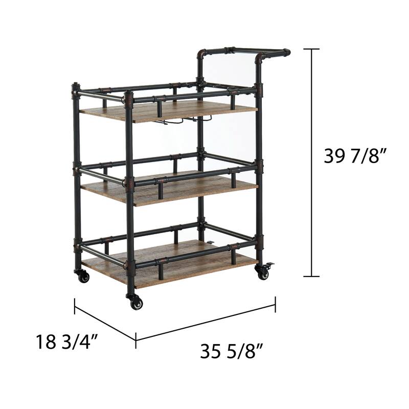 Rath Industrial Black Metal 3-Shelf Mobile Serving Cart by Furniture of America