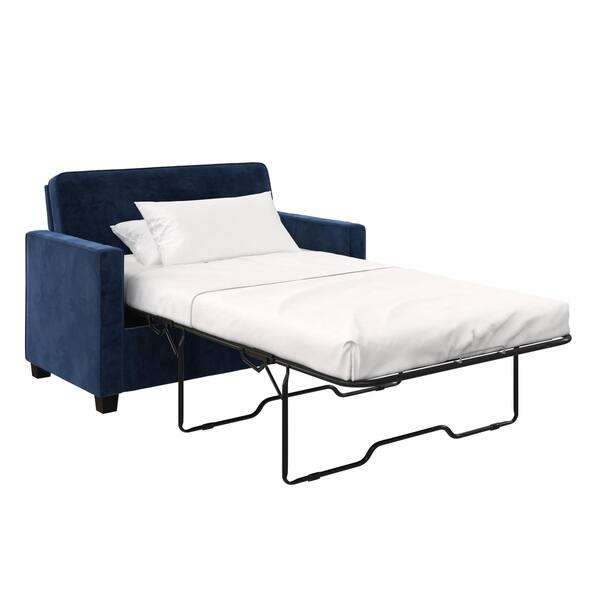 Avenue Greene Camilla Blue Velvet Twin Loveseat Sofa Avenue Greene Camilla Blue Velvet Twin Loveseat Sofa