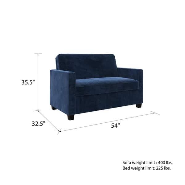 Shop Avenue Greene Camilla Blue Velvet Twin Loveseat Sofa